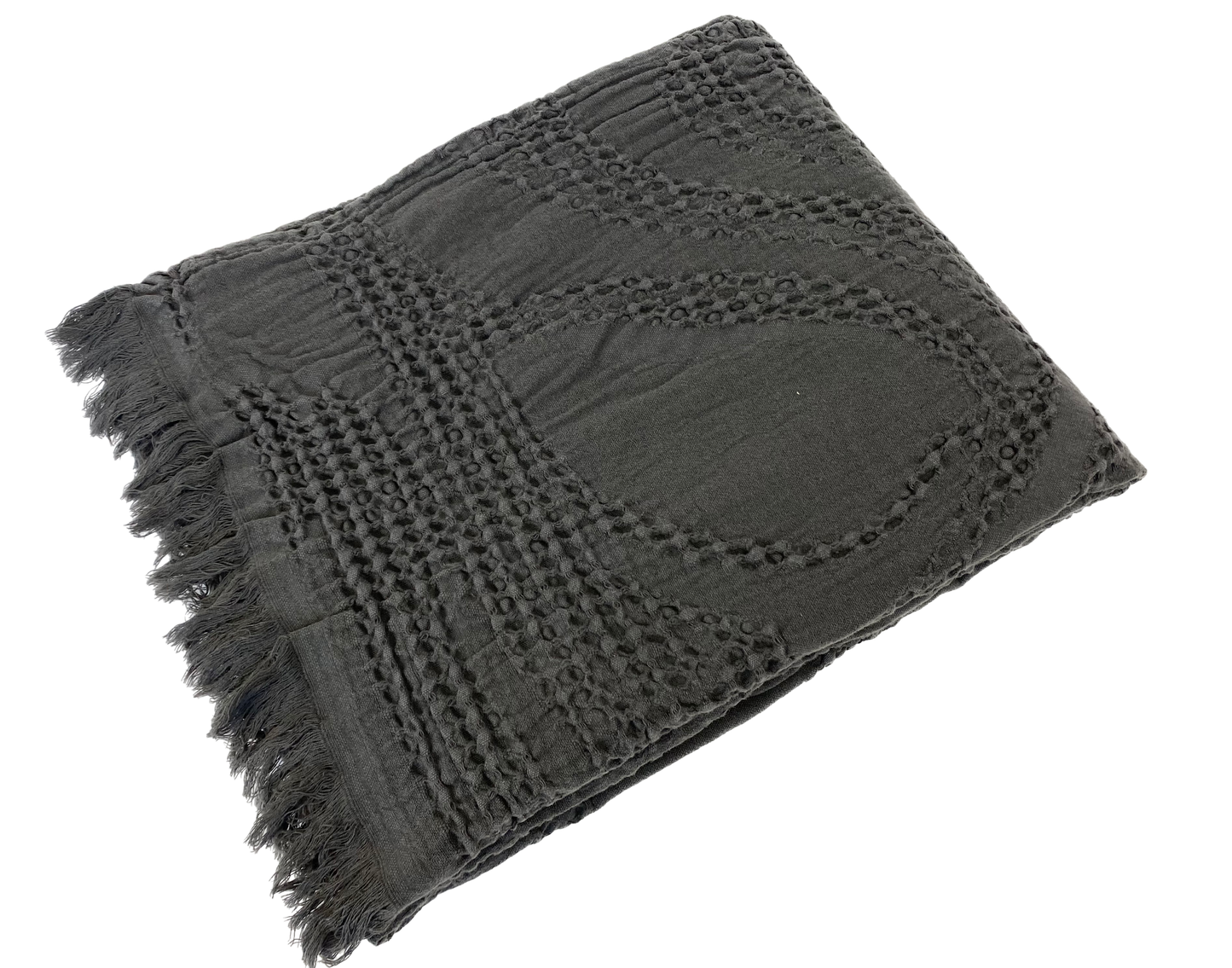 Sintra Cotton Waffle Throw Rug Charcoal Grey 130x200cm REDUCED TO CLEAR