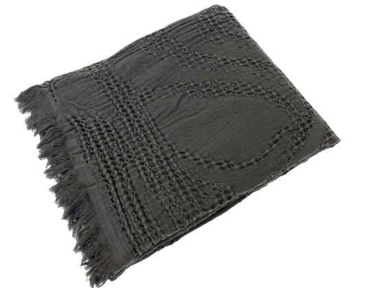 Sintra Cotton Waffle Throw Rug Charcoal Grey 130x200cm REDUCED TO CLEAR