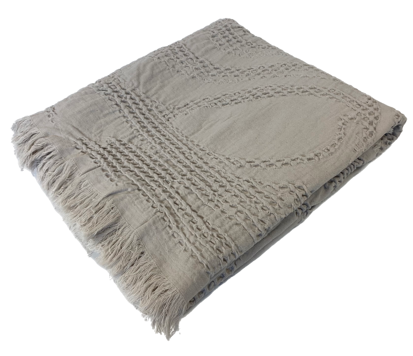 Sintra Cotton Waffle Throw Rug Stone Grey 130x200cm REDUCED TO CLEAR