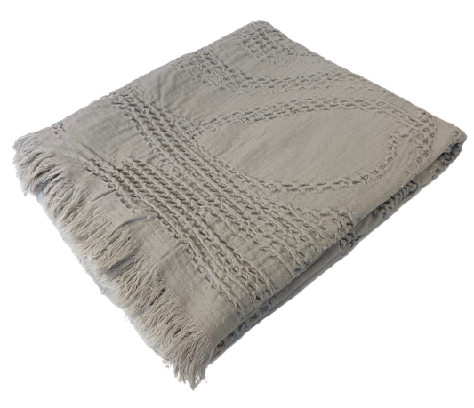 Sintra Cotton Waffle Throw Rug Stone Grey 130x200cm REDUCED TO CLEAR