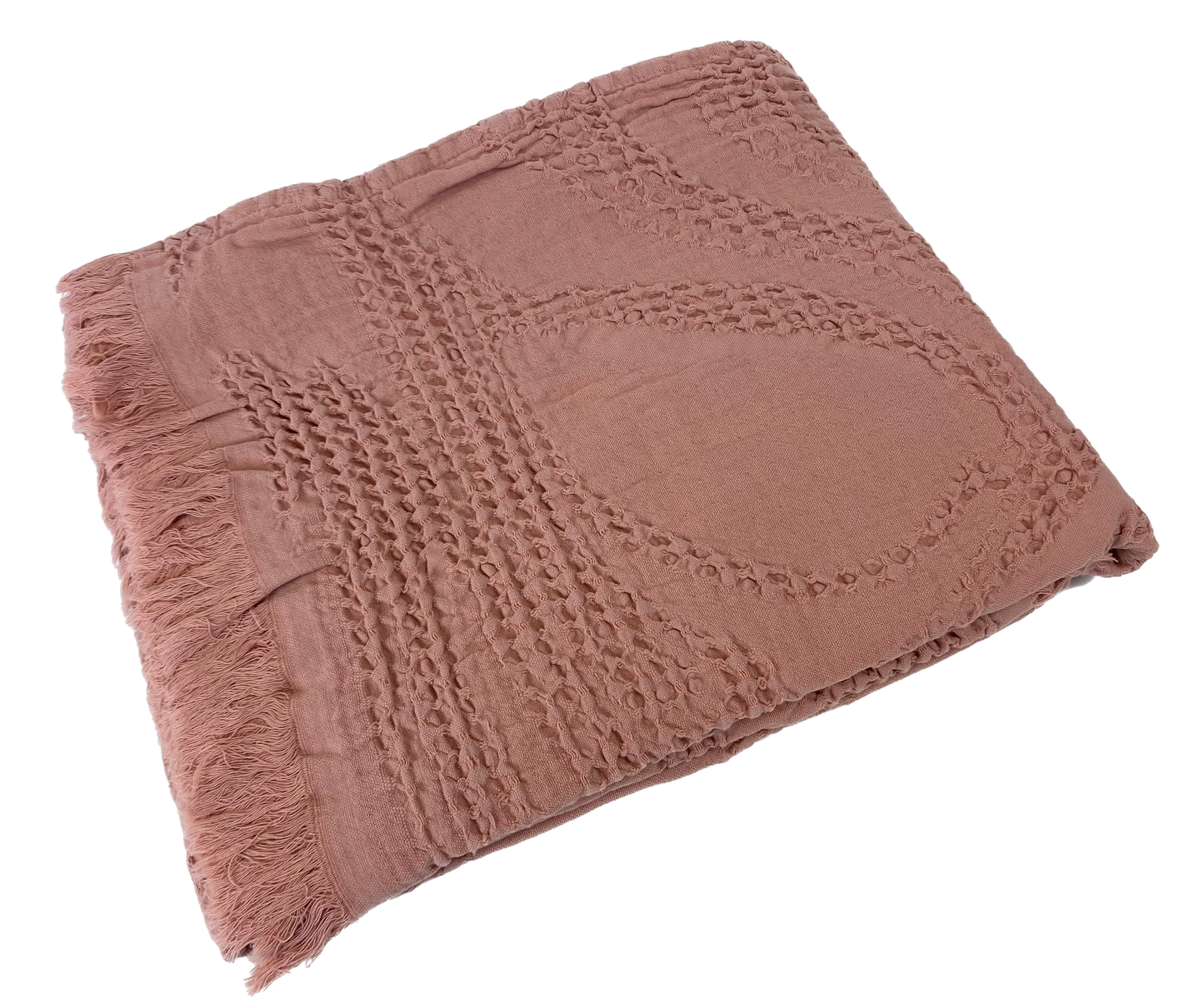 Sintra Cotton Waffle Throw Rug Dusty Pink 130x200cm REDUCED TO CLEAR