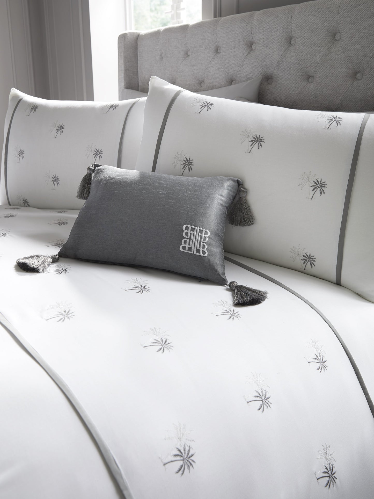 Midnight at the Oasis Embroidered European Pillowcase White